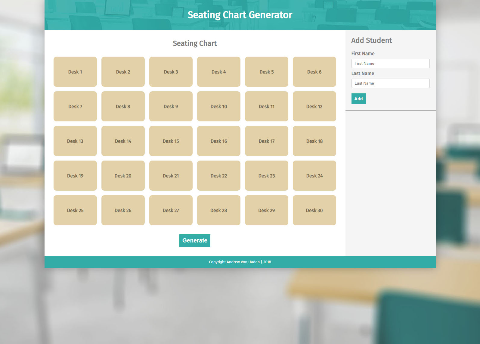 Andrew Von Haden Seating Chart Generator