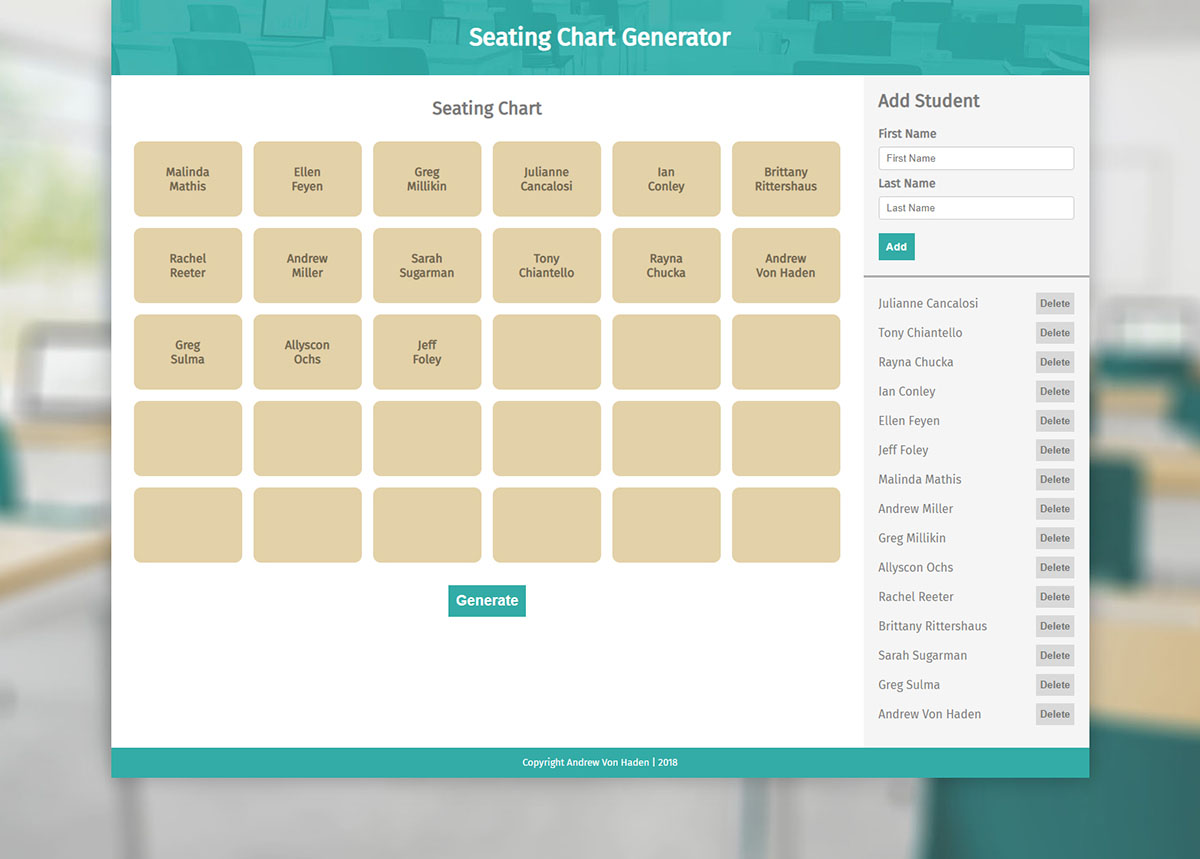 Andrew Von Haden Seating Chart Generator